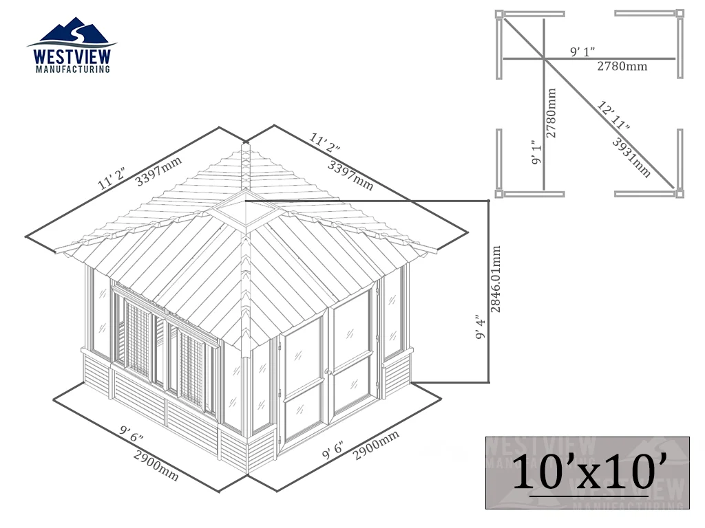 Elevation drawing for Brentwood 10x10