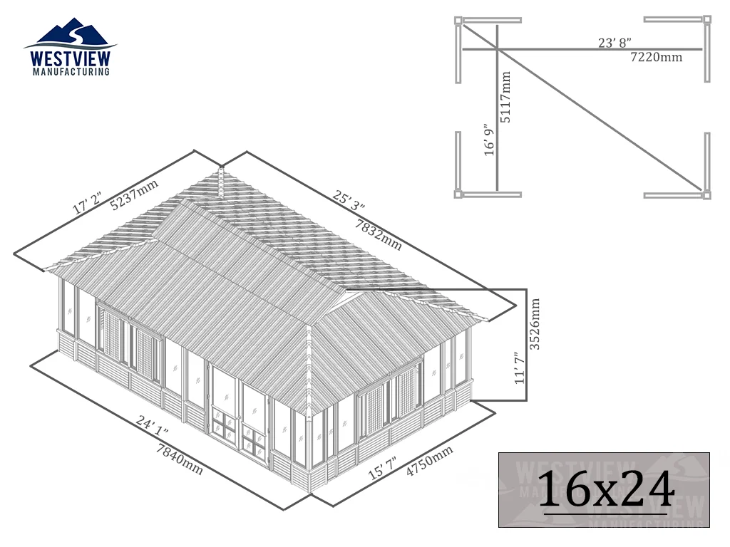 Elevation drawing for Brentwood 16x24