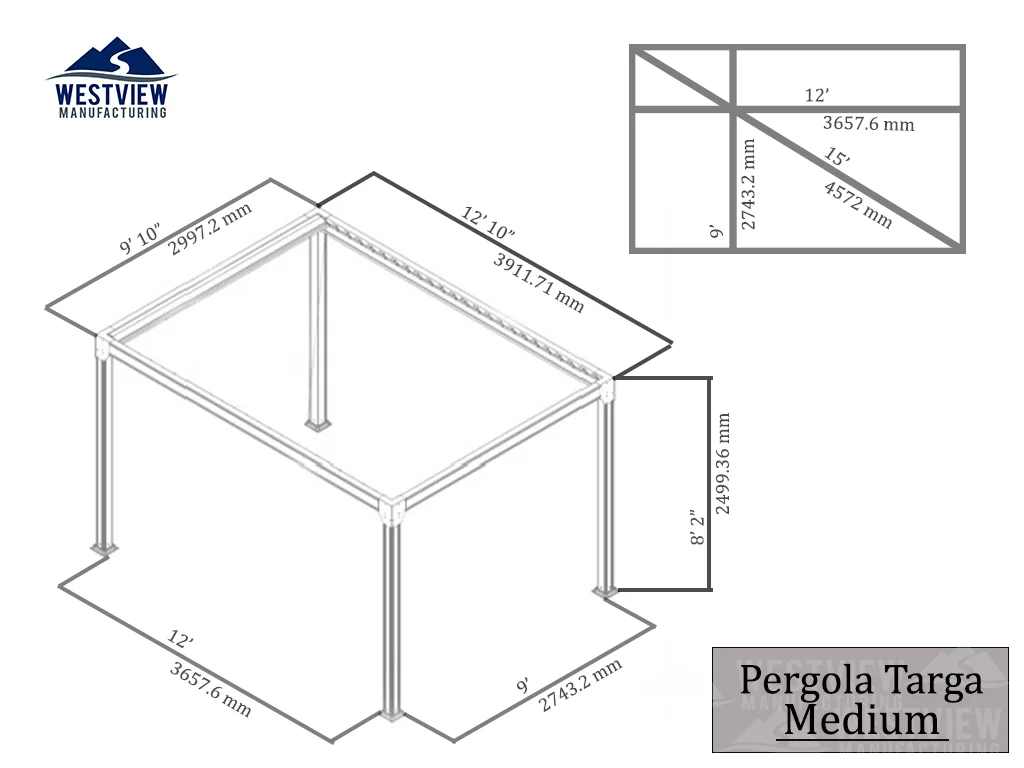 Elevation drawing for Pergola Targa Medium