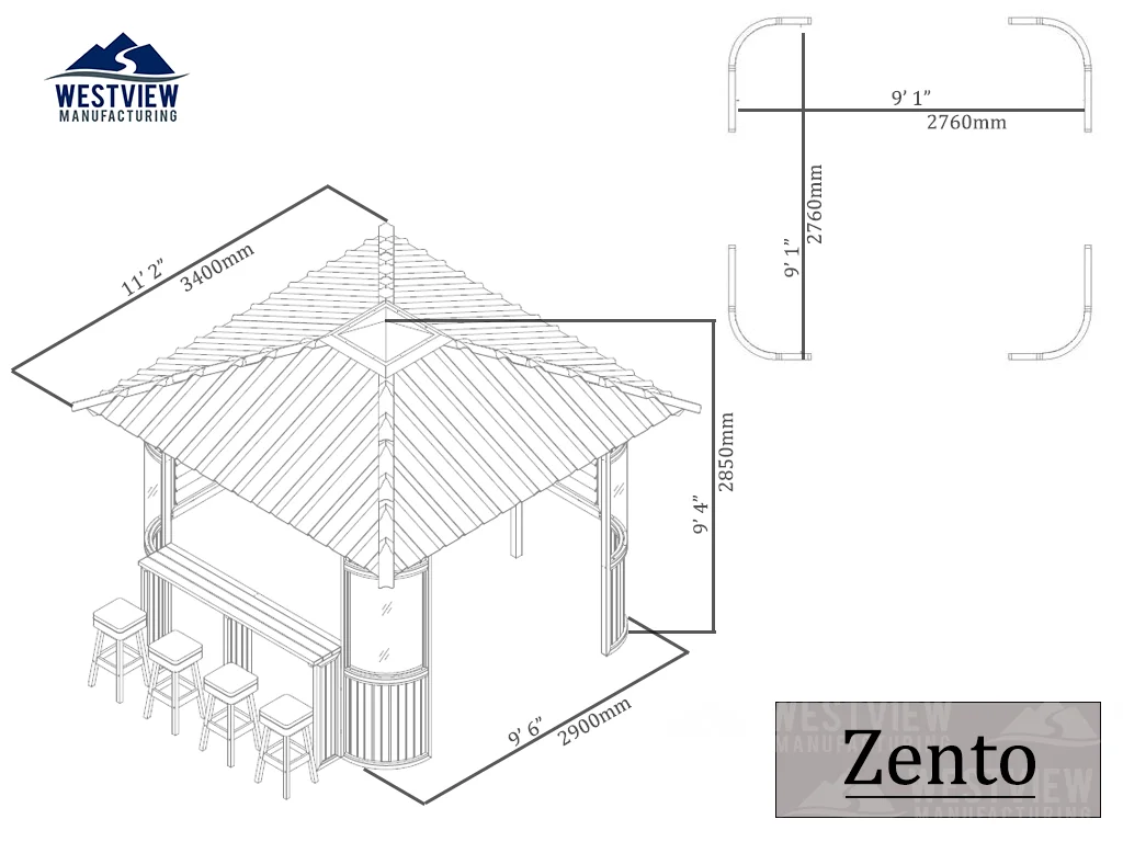 Elevation drawing for Zento Mocha Brown