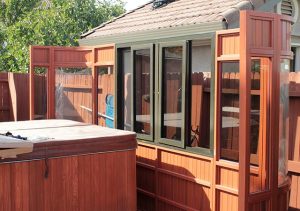 4. Complete the 14 foot side of the gazebo by attaching another large Extension Panel and Corner. Then proceed to build the next 12 foot side of the gazebo by attaching a small Extension Panel to the Corner.