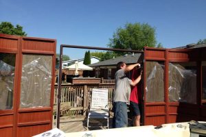 6. Install the entrance section to the front side of the gazebo.