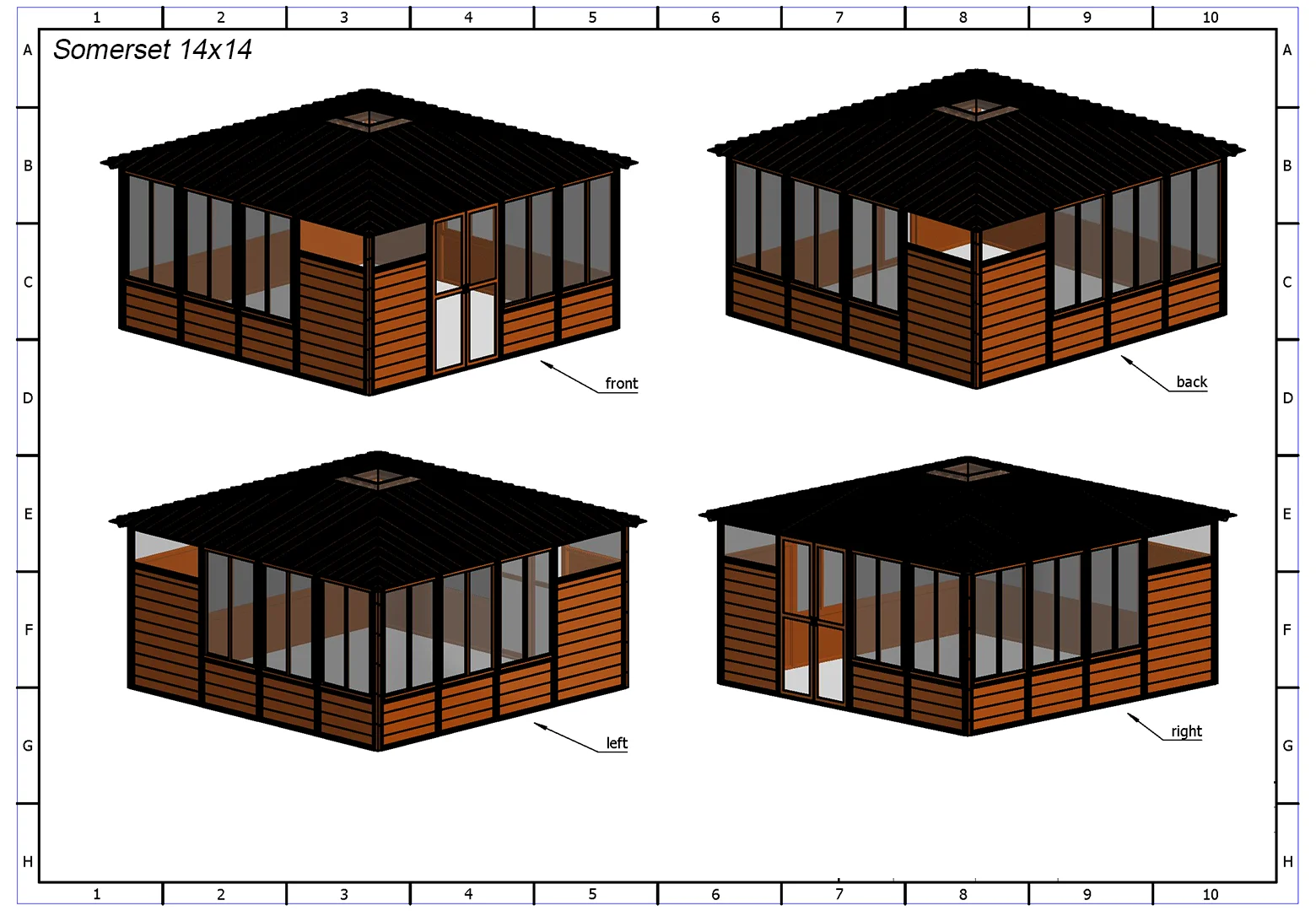 Elevation cedar for Somerset 14x14