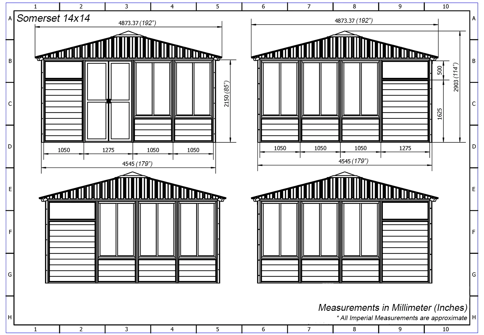 Elevation drawing for Somerset 14x14