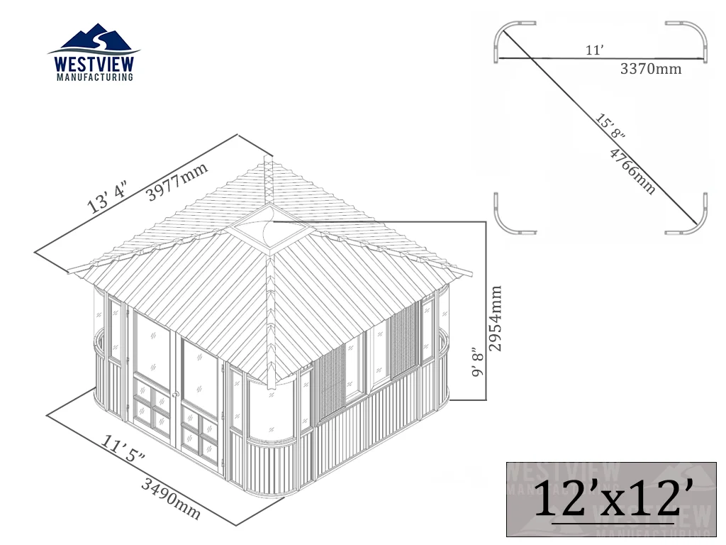 Elevation drawing for Aspen 12x12