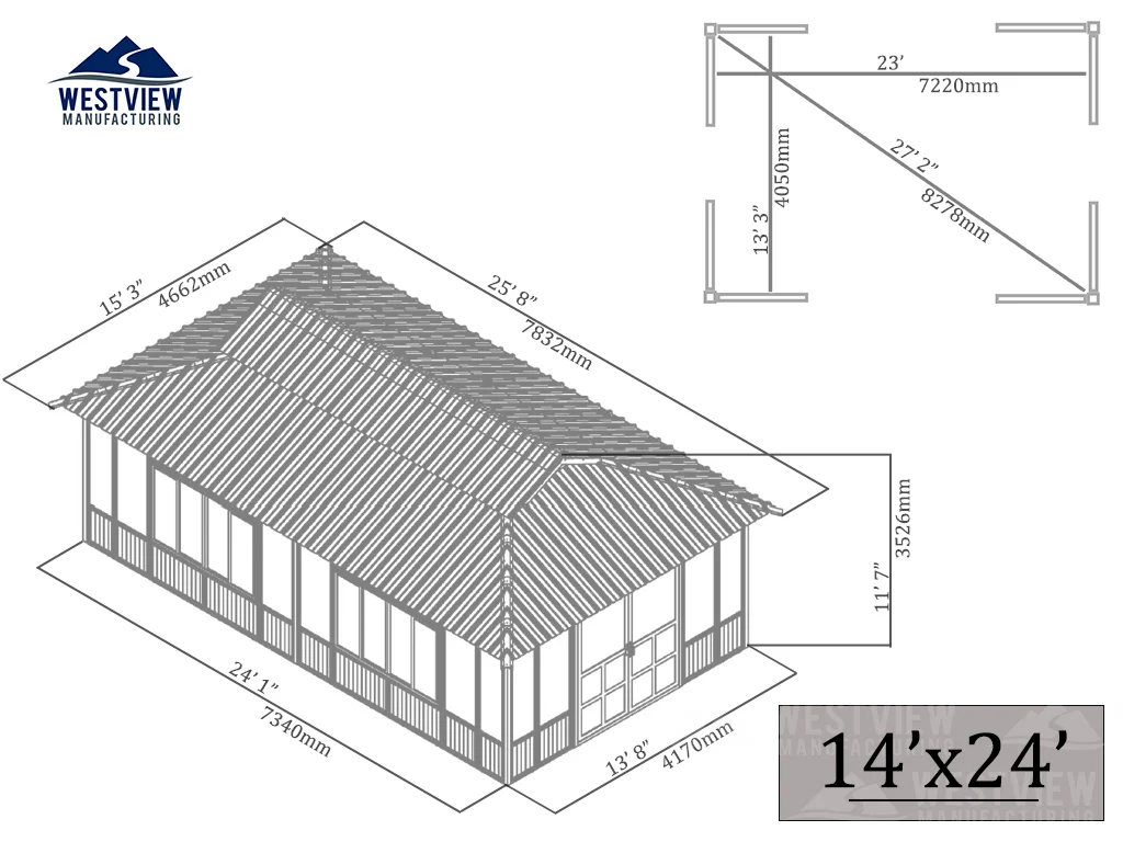 Elevation drawing for Brentwood 14x24