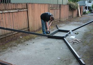 9. Build part of the Roof Frame (Dome Box plus Corner Rafters) on the ground.